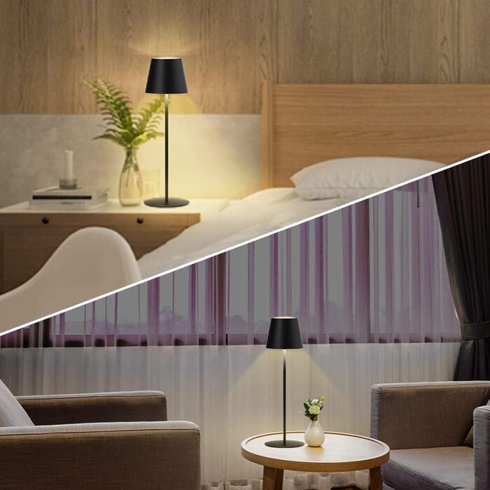 LED настільна лампа MALUX бездротова з диммуванням, 8 кольорів RGB, металева, IP54, для дому та саду, їдальні, спальні, балкону, готелю (сірий, чорний)