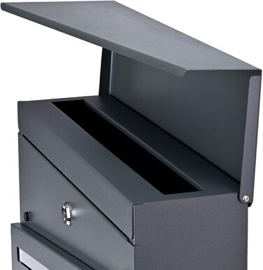 Поштовий ящик Verda з газетницею, нержавіюча сталь, антрацит, 37x37x11 см - сучасний вуличний поштовий ящик з ключем та оглядовим вікном