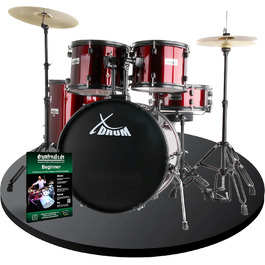 XDrum Rookie 22' барабанний комплект Ruby Red - ідеальний для початківців, стильна фурнітура, з паличками 5B та інструкцією