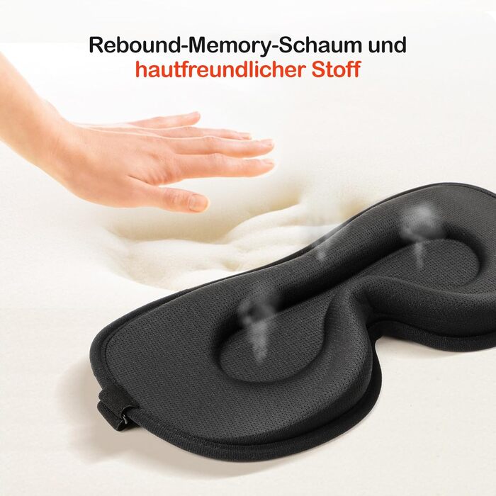 Маска для сну Boniesun для тих, хто спить на боці, з повітряними кишенями, блокує світло, регульована, м'яка та дихаюча, чорна