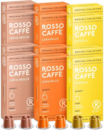 Капсули кави ROSSO CAFFÈ Nespresso, 120 шт. Аромакава, набір з 3 преміум смаків, сумісні з Nespresso, 120 шт.