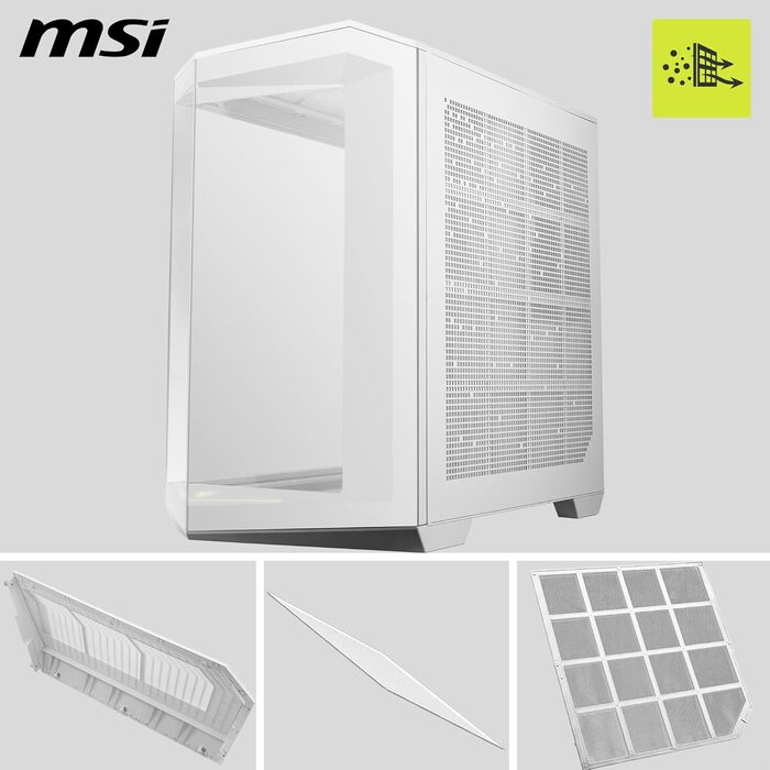 Корпус ПК MSI MAG PANO 100L PZ WHITE ATX з підтримкою GPU-стійкою, індикатором рівня заповнення, фільтрами від пилу та USB Type-C (20Gbps)