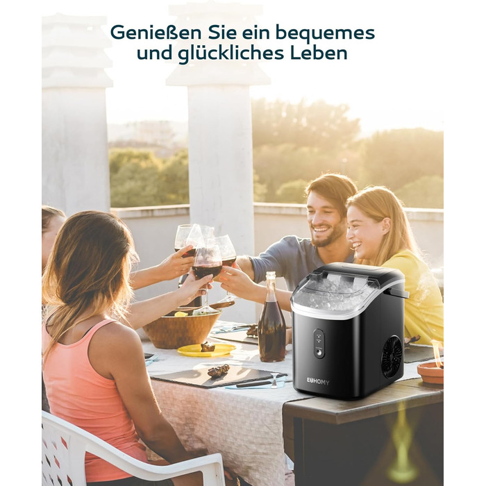 EUHOMY Stainless Steel Ice Maker - 24 Cubes in 13 Minutes, 24kg/24H Capacity - Self-Cleaning, 3.2L Ice Maker with Scoop & Basket for Home, Kitchen, Office, Bar, RV