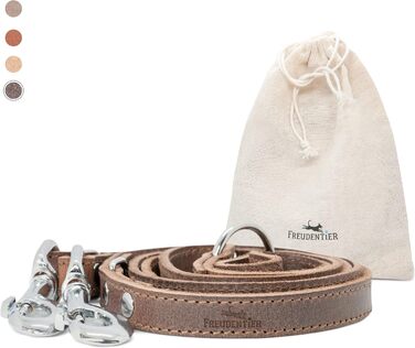 2m Dog Leash made from certified leather - Adjustable training lead - Handmade in EU - Dog Leash for large, medium & small dogs - Leather lead (Dark Chocolate, 25mm wide)
