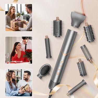 UKLISS 8-в-1 Pro Airstyler: Фен-щітка, локони, стайлер для волосся, 1400W, 110,000RPM, подарунок для жінок