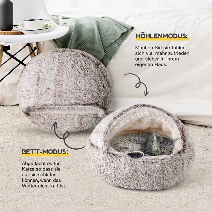 CATISM Cat Bed, Fluffy Cat Blanket, 50cm Cozy Cat Bed for Large Cats/Kittens Washable Snuggle Dog Bed/Dog House Soft Comfortable Coffee