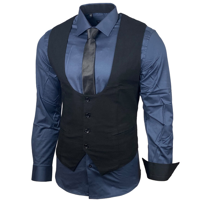 Чоловічий костюм трійка Slim Fit: Жилет, піджак, краватка (Anthrazit, XXL) - B-101