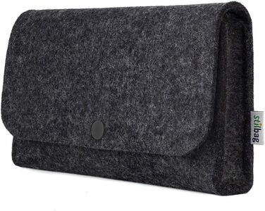 Wool felt bag for electronics accessories, anthracite, anthracite button