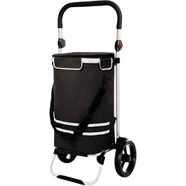 DIVID® Торговий візок з інтегрованою платформою, об'єм 56 літрів, вантажопідйомність до 50 кг, складний, сумка через плече та відділення для охолодження, чорний