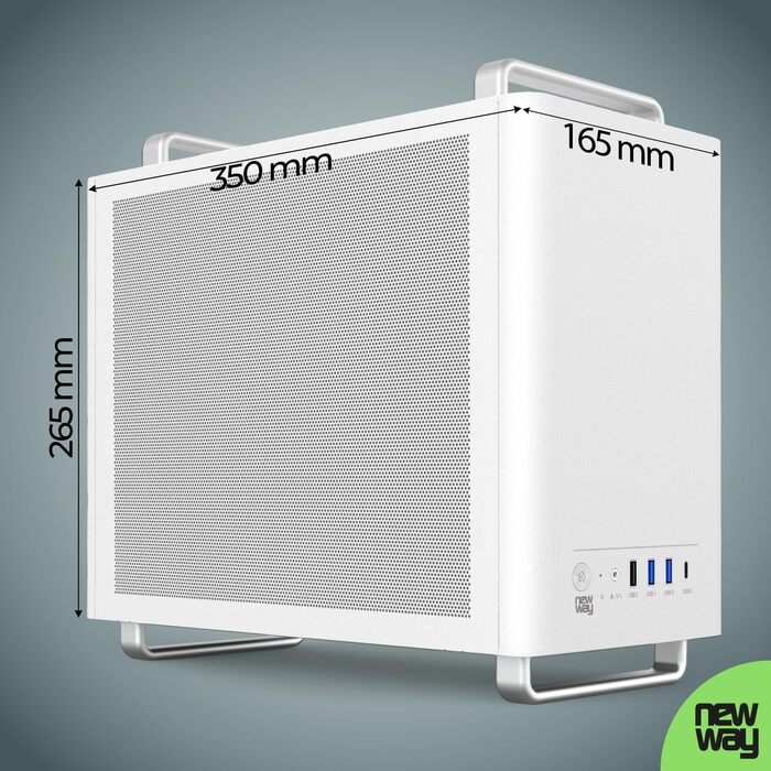 NEWWAY NC1 - Міні-ПК Tower у корпусі з металевою сіткою (білий) - Mini-ITX, Micro-ATX, ITX, USB Type-C, 9MM вентилятор