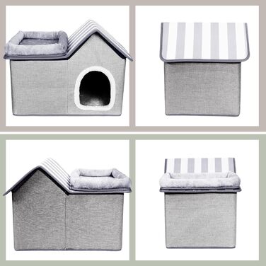 Cat House, Outdoor Cat Cave, Warm Dog Cave, Detachable Dog House with Washable Cushion and Platform, Outdoor Cat House, Cat Cave for Small and Medium Pets