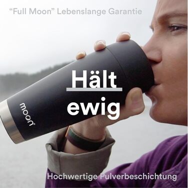 Moon 360° Thermobecher, Coffee Mug to Go Thermo, Travel Mug 300ml, Coffee to Go Becher, Insulated Leak-Proof Cup - BPA-Free, Double-Walled Stainless Steel, 100% Leak-Proof, 360° Drinking Opening, Black