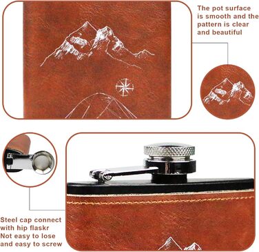 Набір фляга 260мл з нержавіючої сталі для віскі, міні-фляга, подарунок для батька (колір: коричневий)