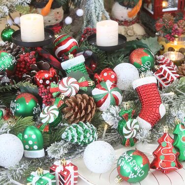 Набір ялинкових кулі Sea Team 77 шт., міцні, прикраси на ялинку, кулі-підвіски, з подарунковою упаковкою