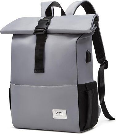 Водонепроникний рюкзак YTL Rolltop з відділенням для ноутбука 17 дюймів (сірий)