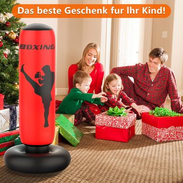 Дитячий боксерський мішок XBEN 170см, надувний, для карате, таеквондо, MMA, червоний