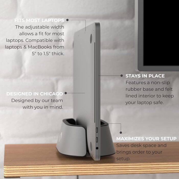 HumanCentric Adjustable Laptop Stand & Dock - Leather & Aluminum - for MacBook Pro & Laptops (0.5-1.5