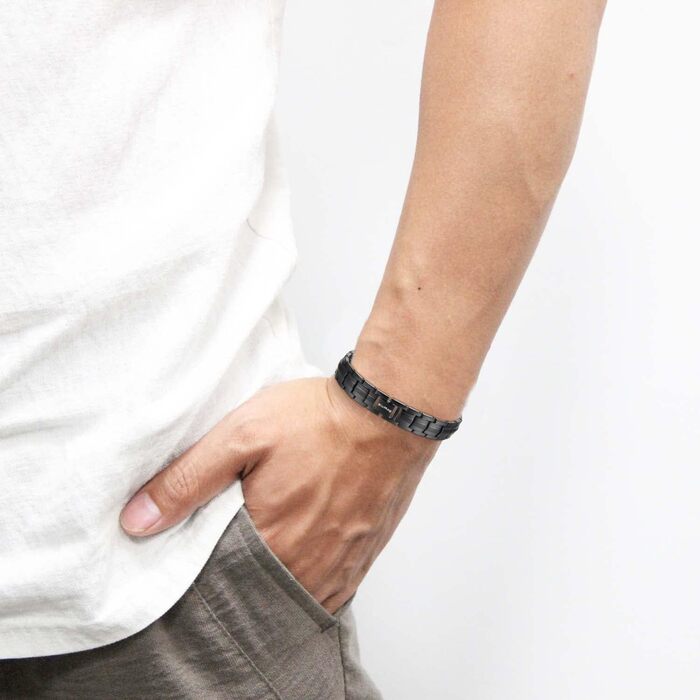 Браслет чоловічий MagEnergy з міді та магнітами – 3 шт., регульований, чорний