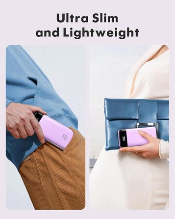 Power Bank Charmast 20000mAh з LED-дисплеєм та 4 кабелями (USB C PD3.0 QC4.0), 6 виходів, сумісний з iPhone, Samsung, Tablet, фіолетовий