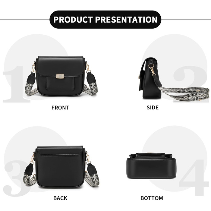 Сумка жіноча Miss Lulu середнього розміру через плече, екошкіра та замша, вінтажний стиль, чорна (2513)