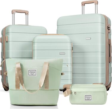 Набір валіз Merax 5 шт. з ABS-пластику, з колесами та TSA-замком, сіро-зелений