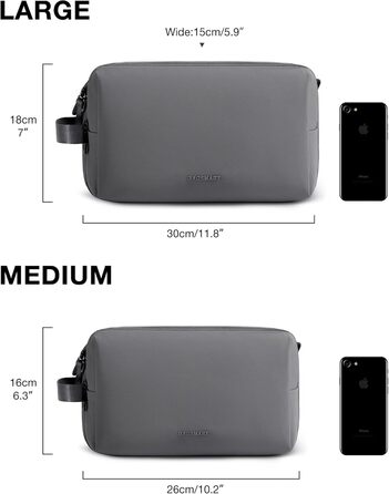 Чоловіча подорожня косметичка BAGSART з подвійною блискавкою, 5L, сіра (шкіряна фольга)