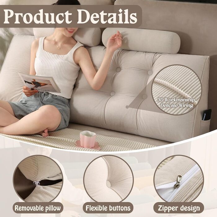 Підголовник для ліжка Keilkissen: Зручний трикутник для підтримки спини та шиї (80x50x20 см)