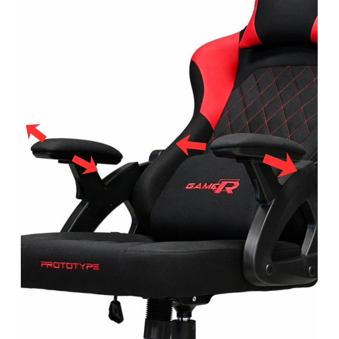 Ігрове крісло Prototype DESMO XL, тканина, чорно-червоне