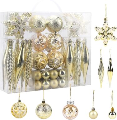 40 шт. прикрас на ялинку: міцні кулі, золоті орнаменти для різдвяного декору