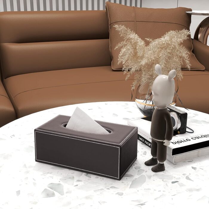 Коробка для серветок прямокутної форми KINGFOM™ для дому, офісу, авто (білий, коричневий)