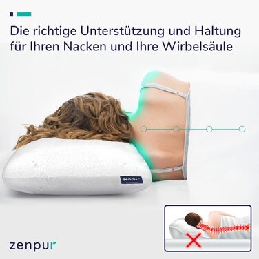 ZenPur Orthopedic Neck Pillow 40x60-13cm Memory Foam Pillow - Ergonomic Sleeping Pillow for Neck and Shoulder, Oeko-TEX Certified Medium Pillow 40 x 60 x 13 cm