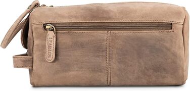 LEABAGS Преміум дорожній косметичний набір з натуральної шкіри для жінок та чоловіків | Культиватор | Vanity Case | Мийний мішечок (Palm Bay, Вінтажний сіро-коричневий)