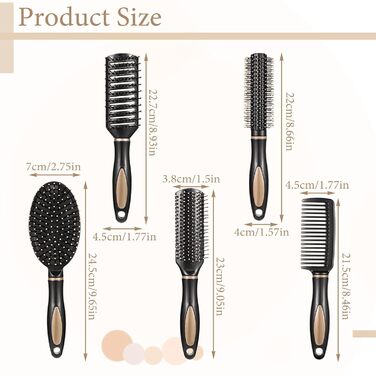 Набір гребінців для волосся (5 шт.) для жінок: розплутування, сухе та мокре волосся, антистатичні, для кучерявого волосся