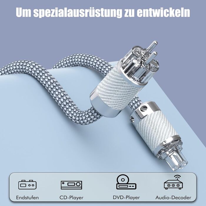 Сетевой кабель Monosaudio D503 High End HiFi, 2м, OFC бескислородная медь, разъем EU Schuko — IEC C15 для усилителя, DVD, декодера и сабвуфера