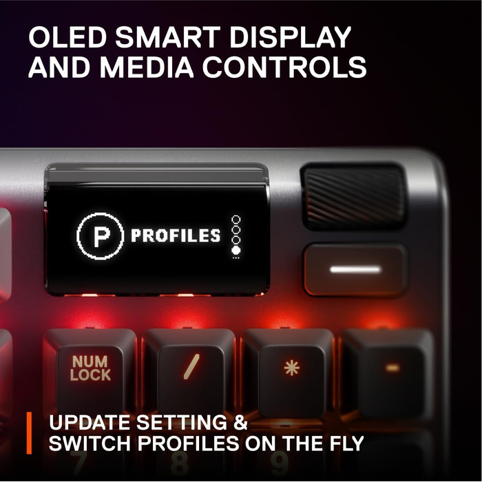 SteelSeries Apex 7 - Механічна ігрова клавіатура з OLED дисплеєм - Червоні перемикачі - Розкладка DE (QWERTZ)