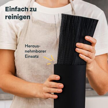 SILBERTHAL Universal Knife Block without Knives - Removable Brush Insert - Holds up to 10 Knives - Round - Black - Recycled Plastic with Stainless Steel Ring