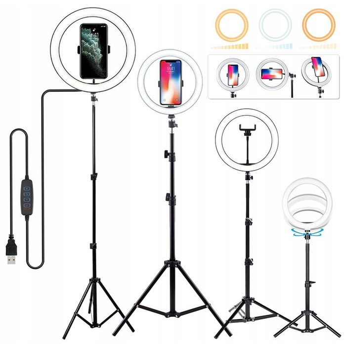 Кільцева LED-лампа 80 Вт + штатив 160 см та тримач для телефону