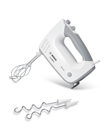 Ручний міксер Bosch ErgoMixx MFQ36400 (білий), 450 Вт, 5 швидкостей + Turbo, 2 вінчики, 2 гаки для тіста