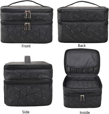 Косметичка MKPCW велика, чорна: водонепроникна культюрна сумка для жінок з кишенькою для пензлів та перегородкою