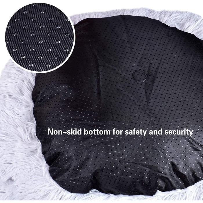 Кішечка Queta: зручне ліжко для кота та маленької собаки, м'яке, плюшеве, кругле, 60 см, світло-сірий