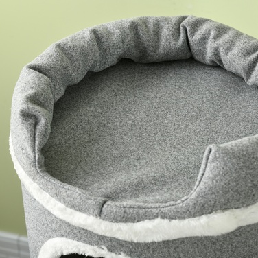 PawHut Кігтеточка для котів 99 см Іграшкова кігтеточка з ліжком для котів, іграшковим м'ячиком та платформами, меблі для котів, сіра | Aosom