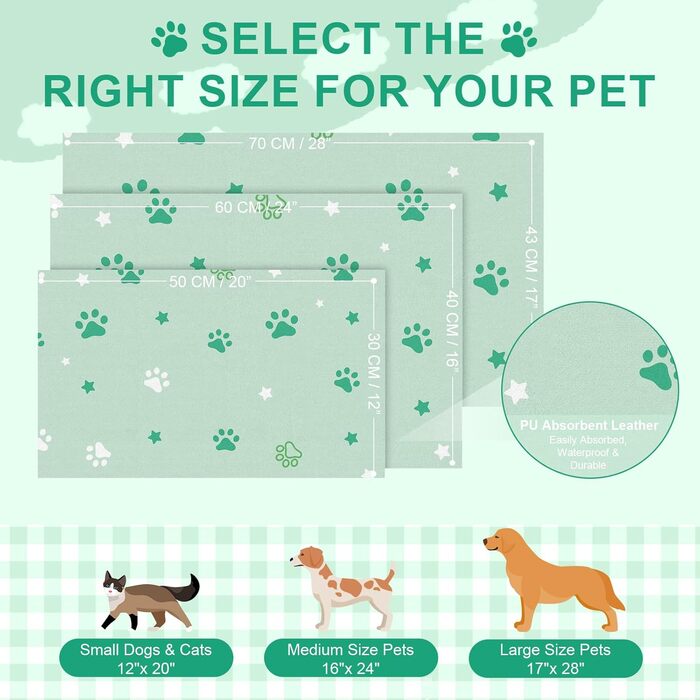 Килимок під годівницю для собак BLESWIN, 30x50 см, водопоглинаючий, антиковзний, для цуценят, зелений зірка