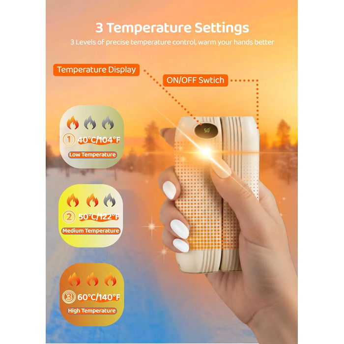 Електричні грілки для рук 2 шт., 2500 mAh, портативні, для рукавичок, 3 режими, USB, для активного відпочинку, кемпінгу, чоловікам та жінкам (персиковий)