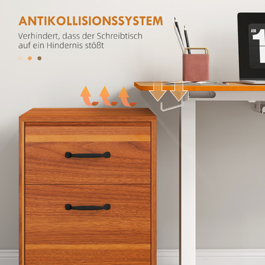 Vinsetto Height-Adjustable Standing Desk Electric 120x60cm with Anti-Collision Cable Box and Hooks for Hanging from Chipboard Natural Wood