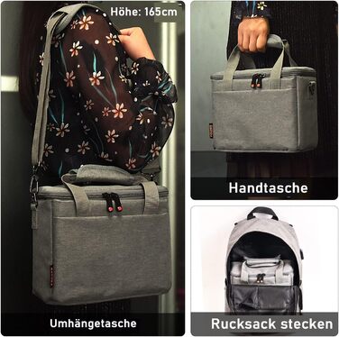 Сумка для камери FOSOTO DSLR-K101 сіра, для фотоапаратів та аксесуарів, з дощовиком, сумісна з Nikon, Canon, Sony