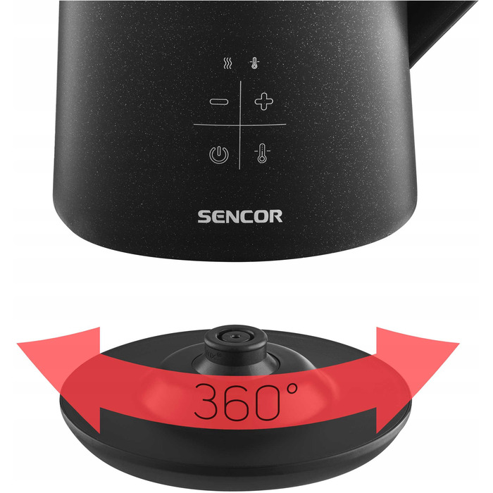 Електричний чайник Sencor SWK0600, 2200 Вт, 1.7 л, з регулюванням температури, чорний