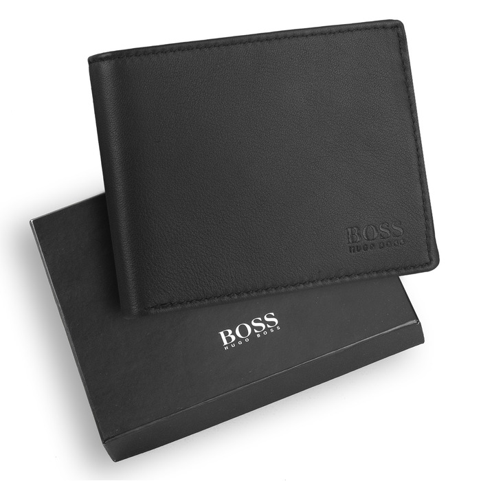 Чоловічий горизонтальний гаманець Hugo Boss Asolo з натуральної шкіри, чорний, 50250331