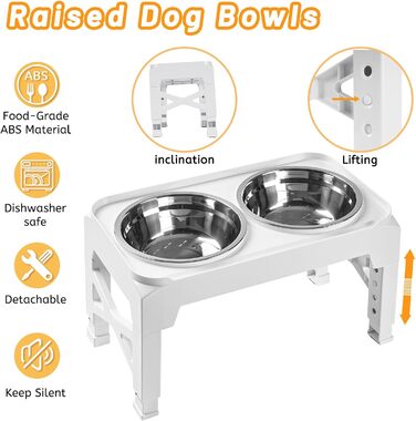 Підвищені годівниці для собак M білі (8 см для собак M/L) білий/розкішний сад