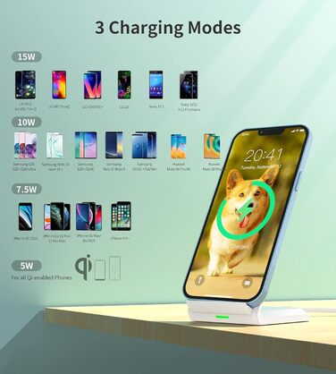 Бездротова зарядка з підставкою для смартфонів iPhone, Samsung, Google. Швидка індуктивна зарядка для телефонів.