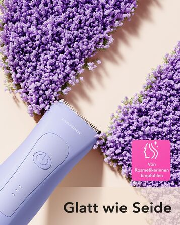 Електричний жіночий триммер для інтимної зони з 3 насадками та змінними керамічними лезами, фіолетовий